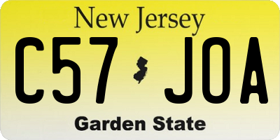 NJ license plate C57JOA