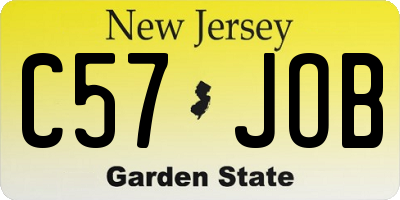 NJ license plate C57JOB