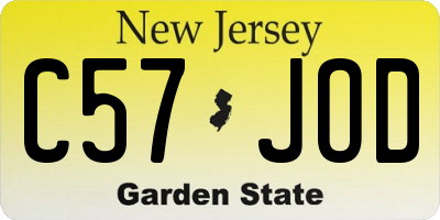 NJ license plate C57JOD