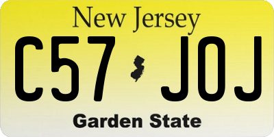 NJ license plate C57JOJ