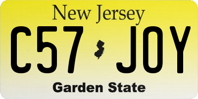 NJ license plate C57JOY