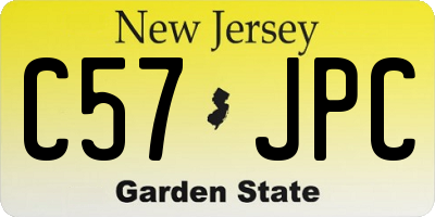 NJ license plate C57JPC
