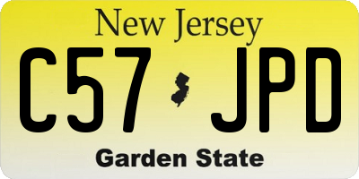 NJ license plate C57JPD