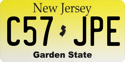 NJ license plate C57JPE