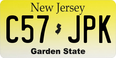 NJ license plate C57JPK