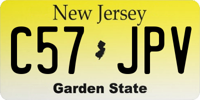 NJ license plate C57JPV