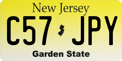 NJ license plate C57JPY