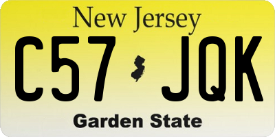 NJ license plate C57JQK