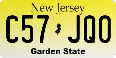 NJ license plate C57JQO