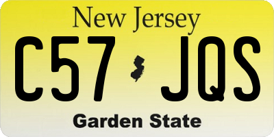 NJ license plate C57JQS