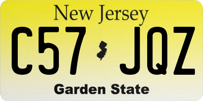 NJ license plate C57JQZ