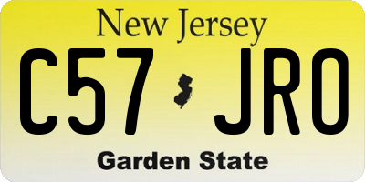 NJ license plate C57JRO