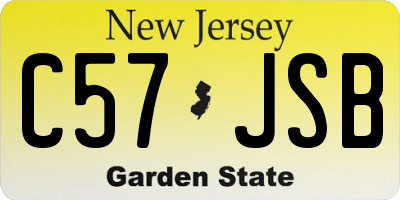 NJ license plate C57JSB