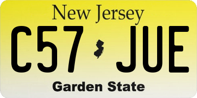 NJ license plate C57JUE
