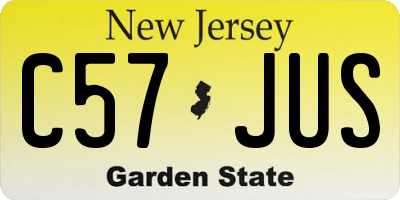NJ license plate C57JUS