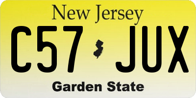 NJ license plate C57JUX