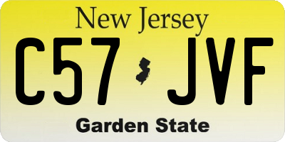 NJ license plate C57JVF