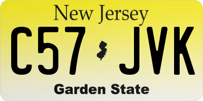 NJ license plate C57JVK