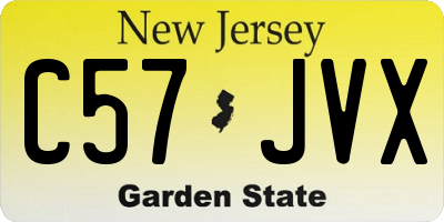 NJ license plate C57JVX