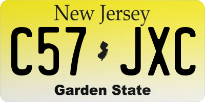 NJ license plate C57JXC
