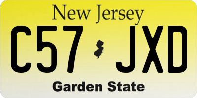 NJ license plate C57JXD