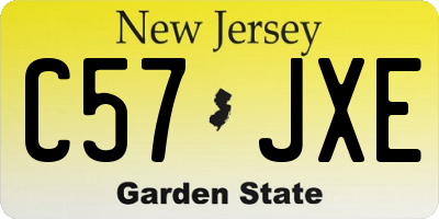 NJ license plate C57JXE