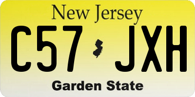 NJ license plate C57JXH