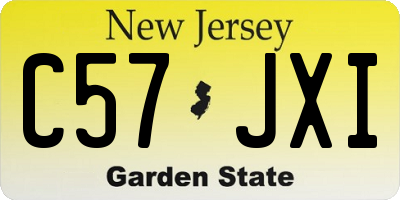 NJ license plate C57JXI