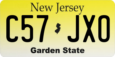 NJ license plate C57JXO