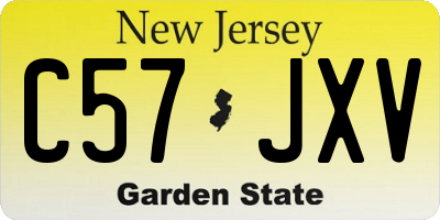 NJ license plate C57JXV