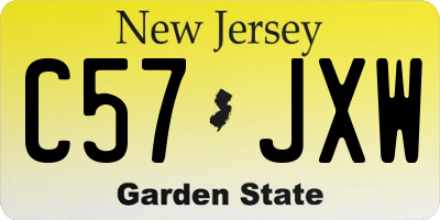 NJ license plate C57JXW