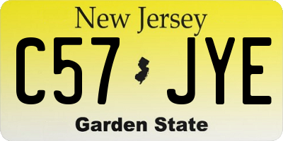 NJ license plate C57JYE