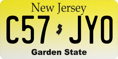 NJ license plate C57JYO