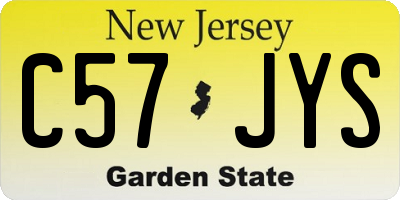 NJ license plate C57JYS