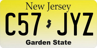 NJ license plate C57JYZ