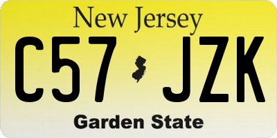 NJ license plate C57JZK