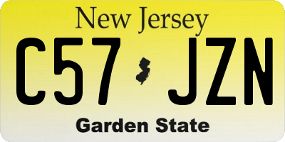 NJ license plate C57JZN