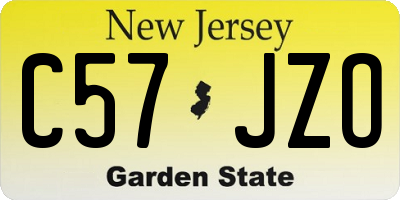 NJ license plate C57JZO