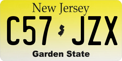 NJ license plate C57JZX