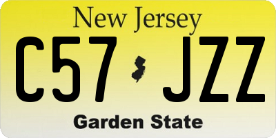NJ license plate C57JZZ