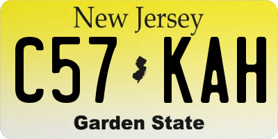 NJ license plate C57KAH