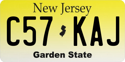 NJ license plate C57KAJ