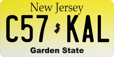 NJ license plate C57KAL
