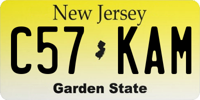 NJ license plate C57KAM