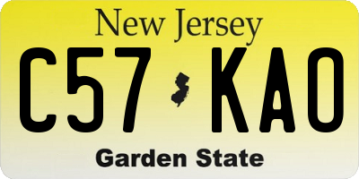 NJ license plate C57KAO