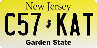 NJ license plate C57KAT