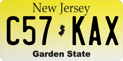NJ license plate C57KAX
