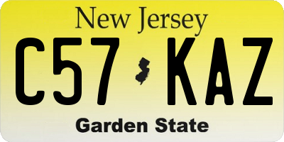 NJ license plate C57KAZ
