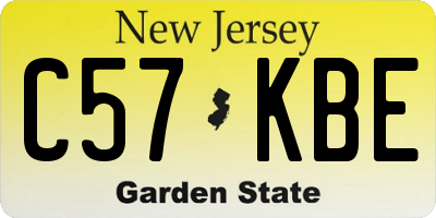 NJ license plate C57KBE