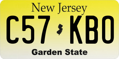 NJ license plate C57KBO